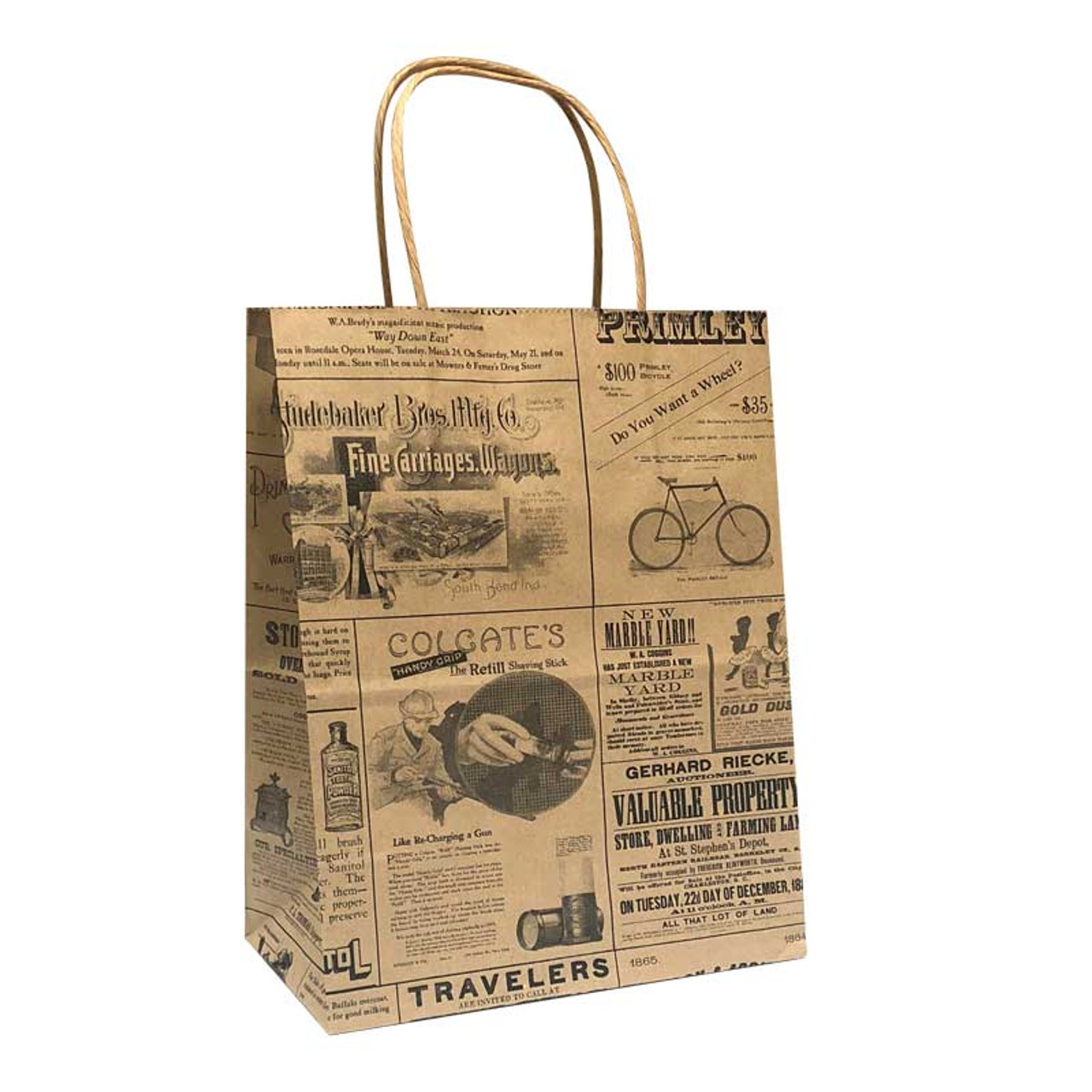 PetiteTempo 8"x4"x10" Newsprint Paper Shopping Bags -