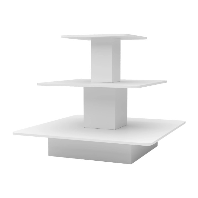 White Melamine 3 Tier Square Display Table