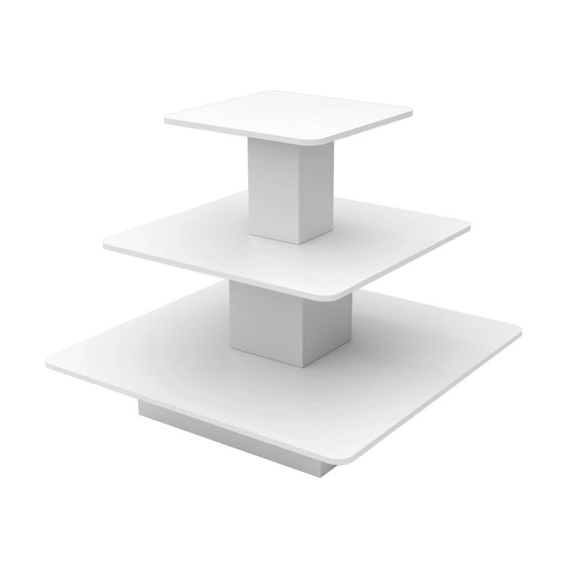 White Melamine 3 Tier Square Display Table
