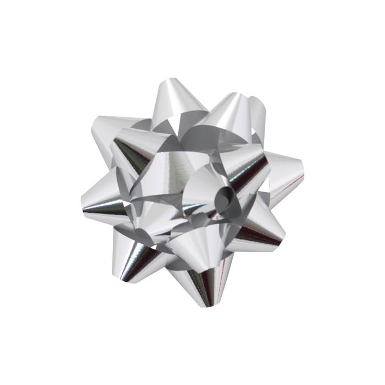 Glitter Silver 4 1/4" Metallic Star Bows bx. 100