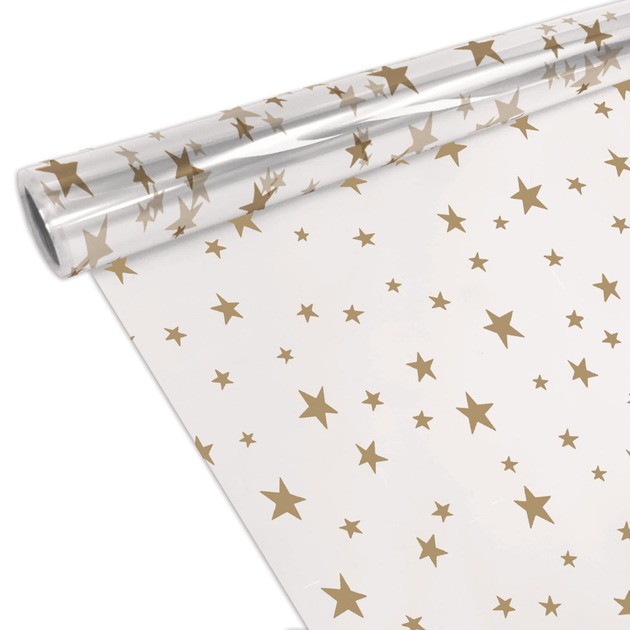 40" x 100' More Stars Gold Cellophane Roll