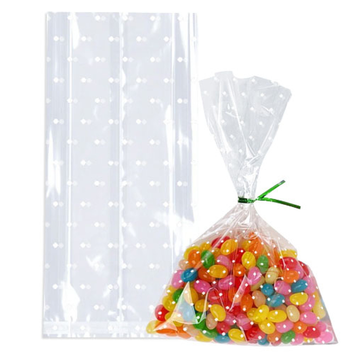 4 oz. 2-1/2" x 1" x 6" White Dot Polypropylene Bags with side gusset