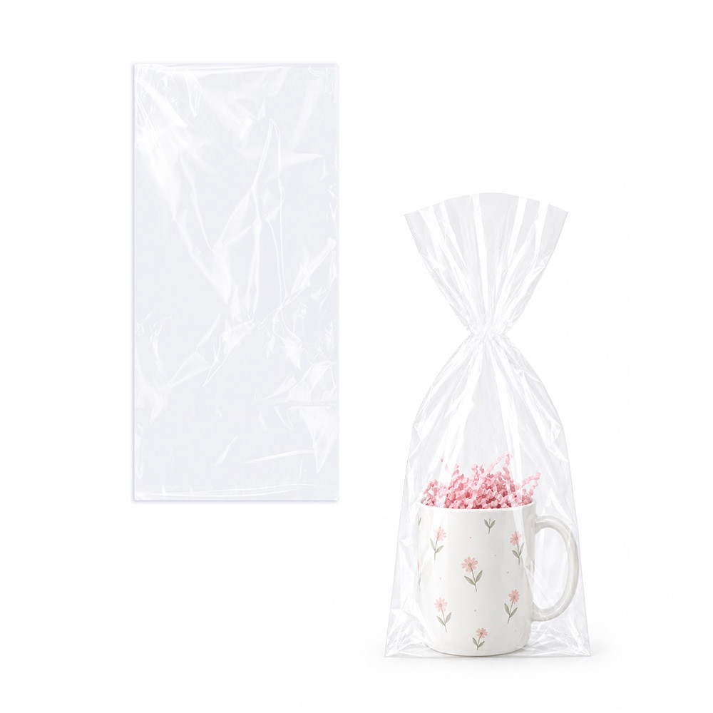 7"x15" Clear Polypropylene Cellophane Mug Bags - No Gusset