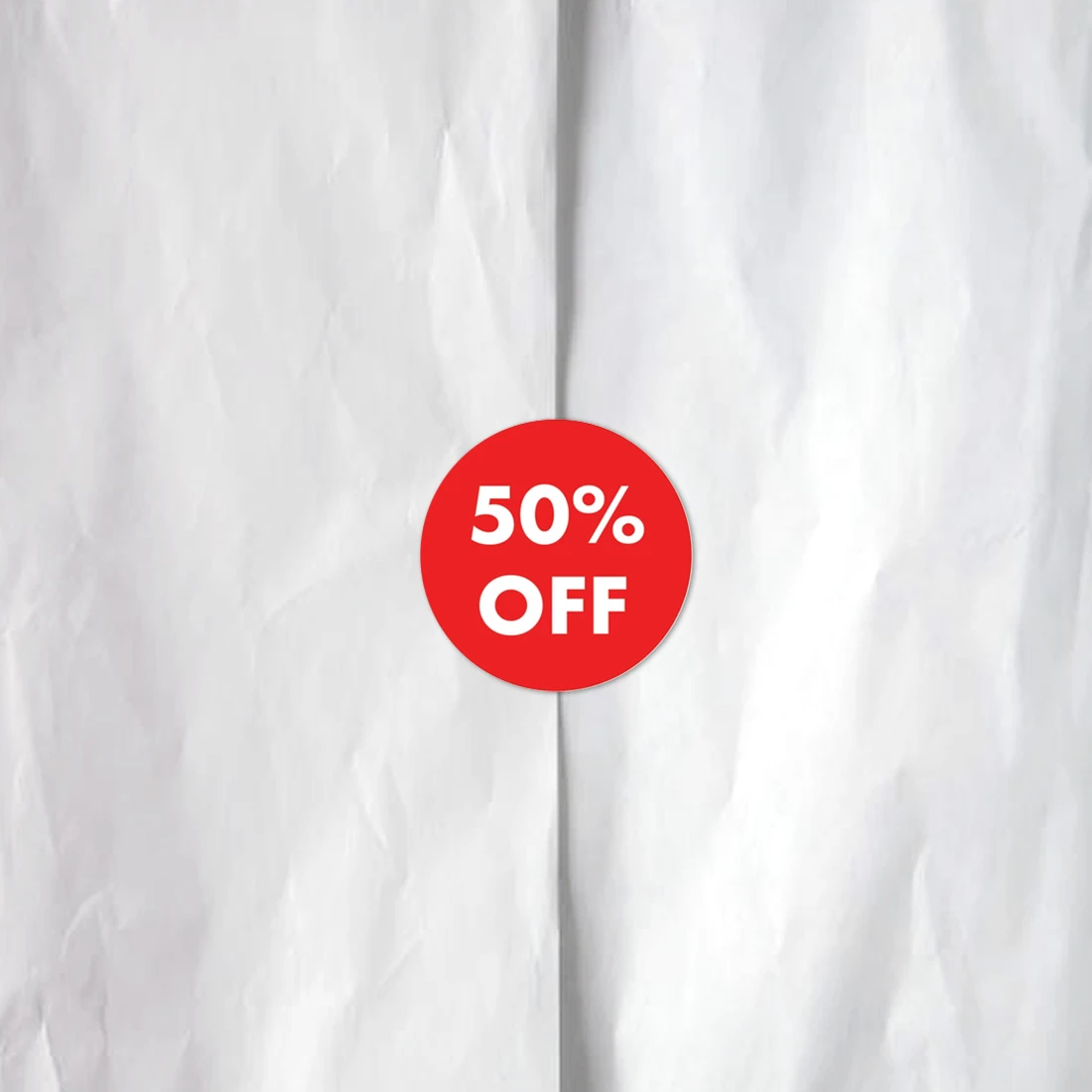 50% off 1-1/4" Round Red & White Discount Labels