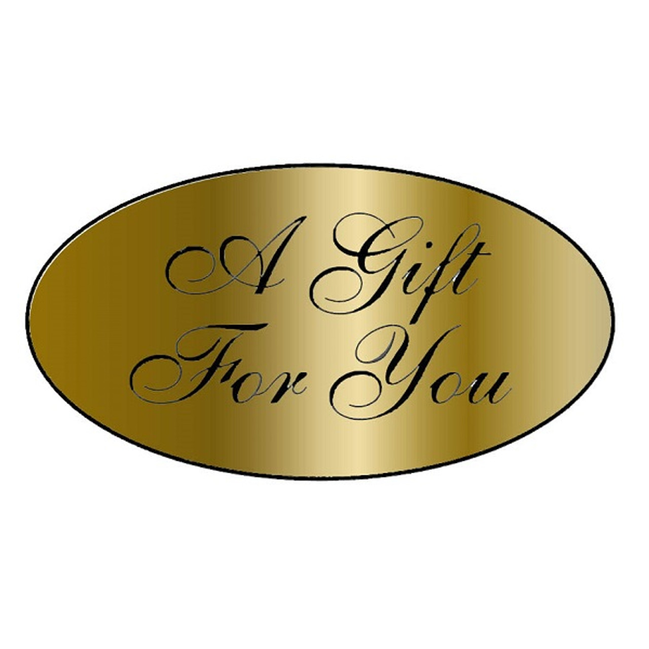 Metallic Gold A Gift For You Oval Labels roll 200