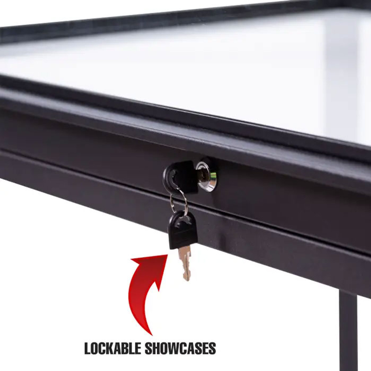 48" Black Deluxe Glass Showcase includes Light & Lock