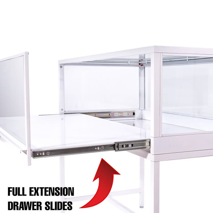 48" White Deluxe Glass Showcase includes Light & Lock