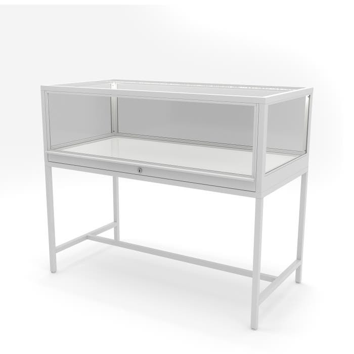 48" White Deluxe Glass Showcase includes Light & Lock