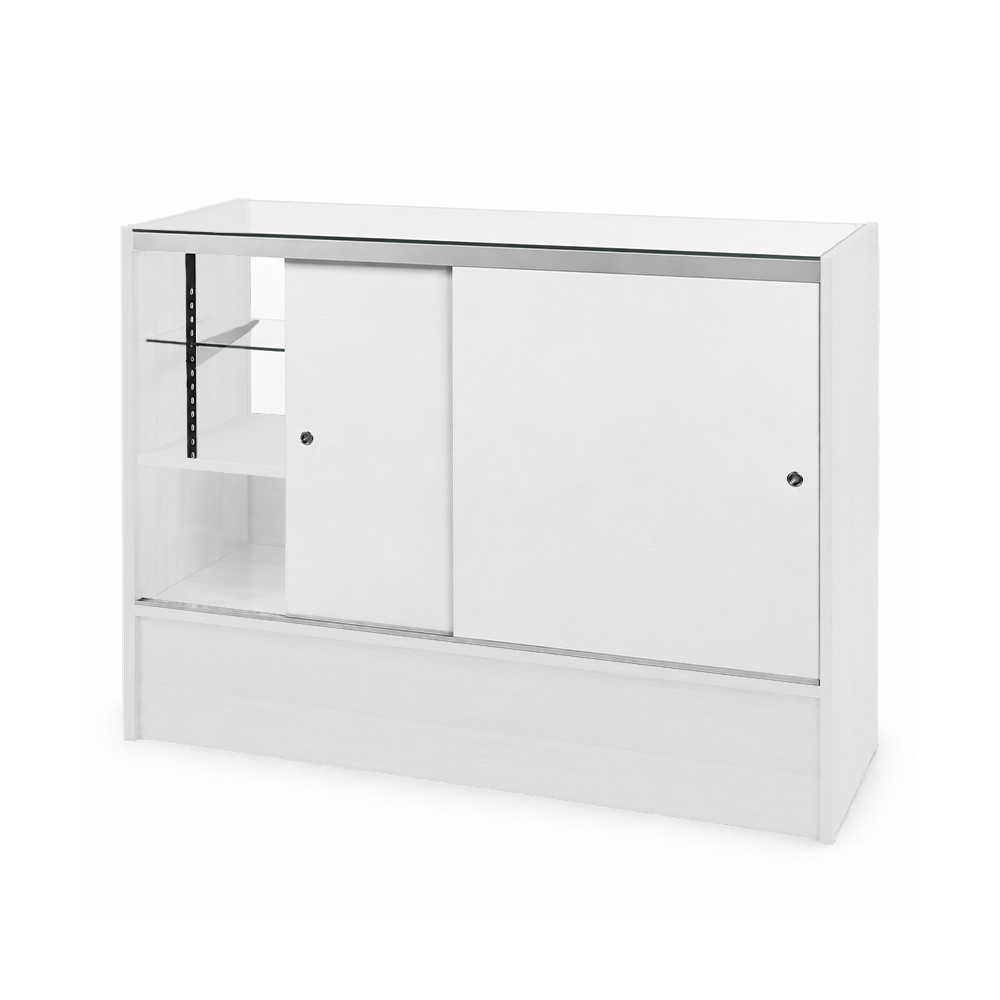 48" White Economy Half Vision Showcase