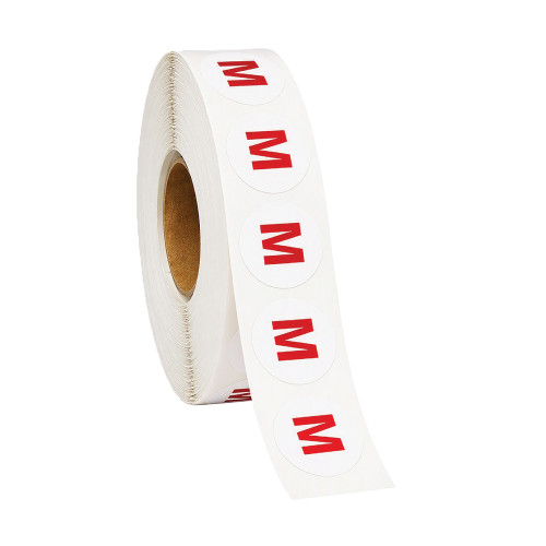 M White Round Adhesive Size Labels