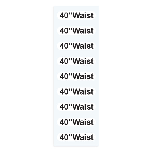 #40 Waist Size Labels