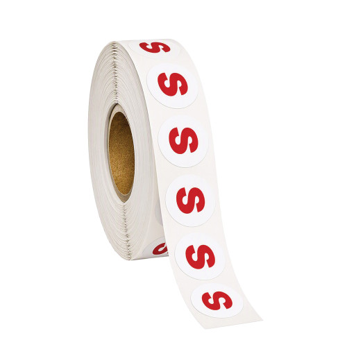 S White Round Adhesive Size Labels