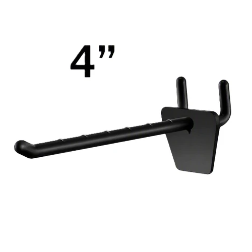 4" Lightweight Plastic Pegboard/Slatwall Hook-Black