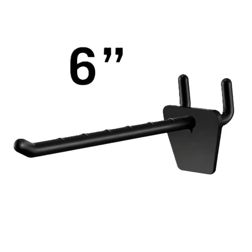 6" Lightweight Plastic Pegboard/Slatwall Hook-Black