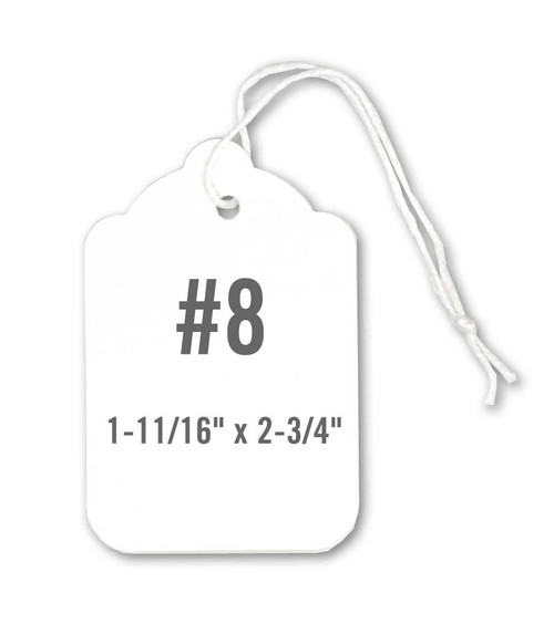 #8 Blank White String Tags 1-11/16" x 2-3/4" #8 Blank White String Tags 1-11/16" x 2-3/4"