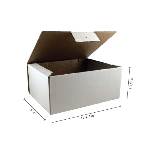 #4W - 12-1/4"l x 9"w x 5-1/4"h Corrugated White Tuck-It Shipping Box