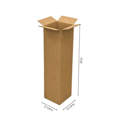 #525 - 25"h x 5-1/4"d x 5-1/4"w Corrugated Kraft Shipping Box