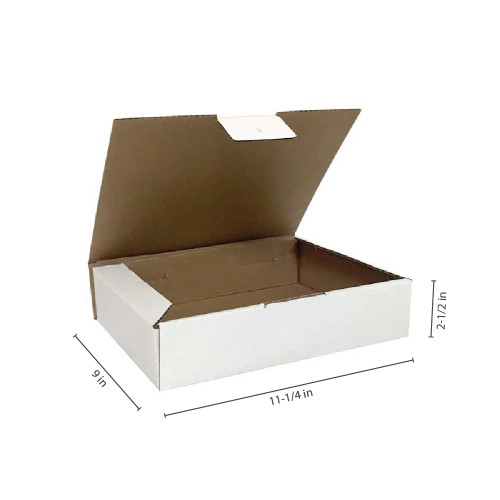 #3W - 11-1/4"l x 9"w x 2-1/2"h Corrugated White Tuck-It Shipping Box