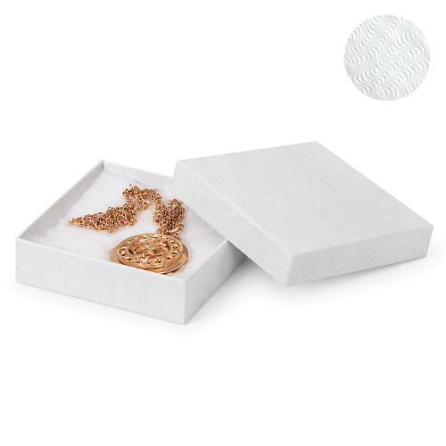 #44 White Swirl Jewellery Box - 4" x 4" x 1"