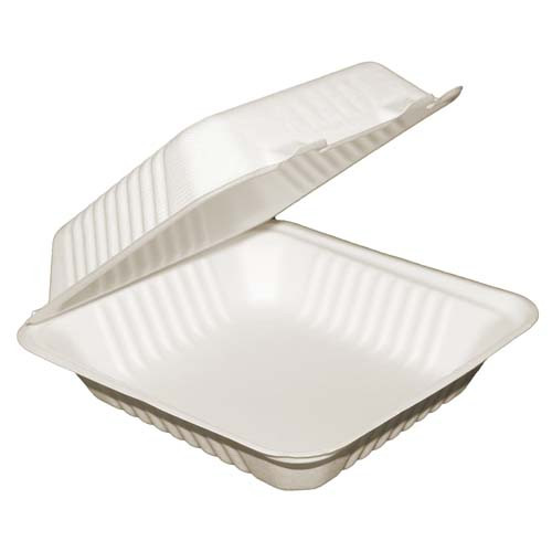 Compostable Clamshell Containers - 9" x 9" x 3"