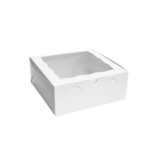 7" x 7" x 4" Premium White Coated Cupcake Bakery Box With Window 4 Regular Cup Size