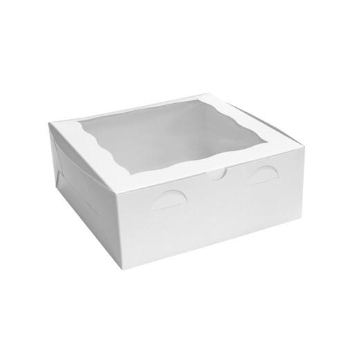 10" x 10" x 4" Premium White Coated Cupcake Bakery Box With Window 6 Regular Cup/12 Mini Cup Size