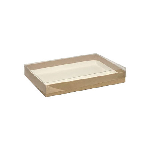7-3/8" x 5-3/8" x 1" Kraft Clear Top Box