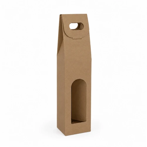1 Bottle Natural Kraft Wine Box Carrier