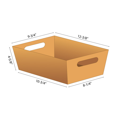 12-3/8"l x 9-3/4"w x 4-5/8"h Gold Basket Tray