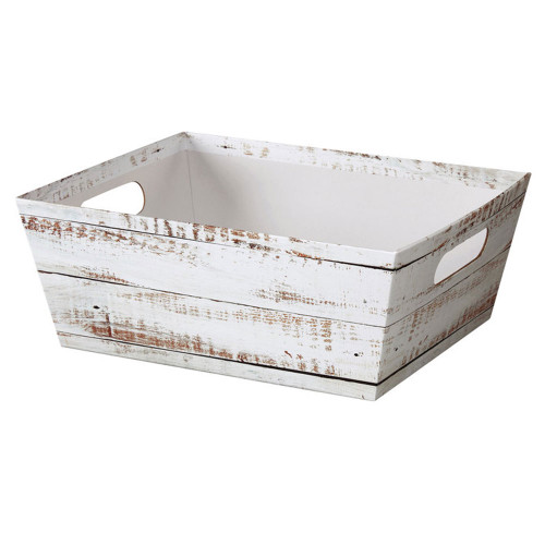 12"l x 9-1/2"w x 4-1/2"h Distressed Wood print Basket Tray - Limited QTY