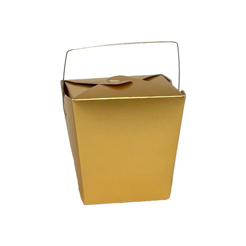 Large 4" x 3-1/2" x 4" Gold Metallic Paper Take Out Boxes