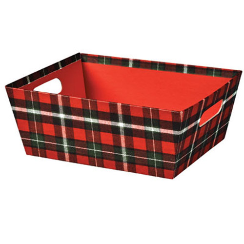12"l x 9-1/2"w x 4-1/2"h Christmas Plaid Basket Tray - Limited QTY 12"l x 9-1/2"w x 4-1/2"h Christmas Plaid Basket Tray - Limited QTY