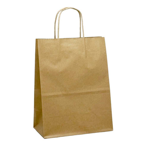 Petite  8" x 4-1/2" x 10-1/2" 100% Recycled Kraft Paper Shopping Bags