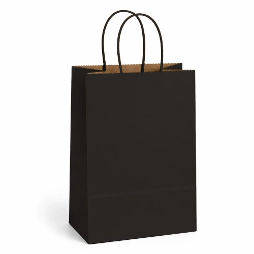 Prime 5.5" x 3" x 8.75" Matte Black Paper Shopping Bags