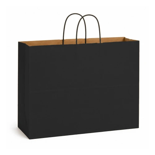 Fashion 16" x 6" x 12.75" Matte Black Paper Shopping Bags