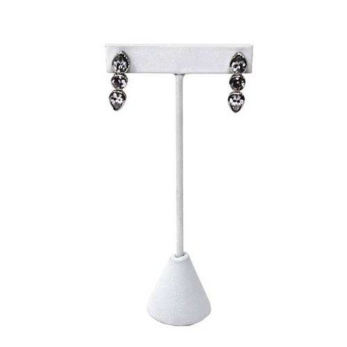 5-1/2"H White Leatherette T-Shape Earring Stand 5-1/2"H White Leatherette T-Shape Earring Stand