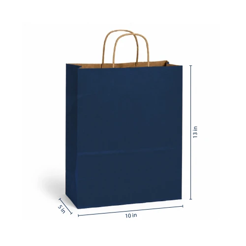 Vanity 10"x5"x13" Navy on Kraft Paper Shopping Bags