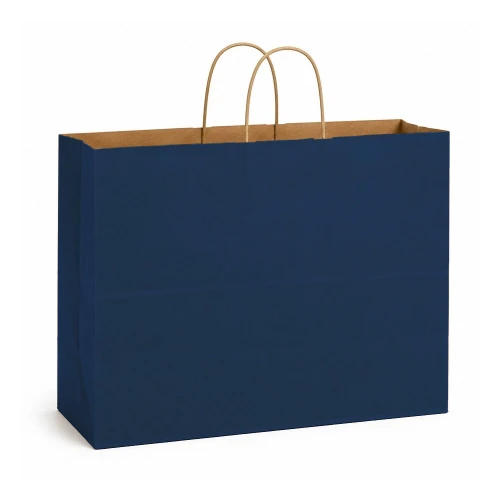Fashion 16"x6"x12" Navy on Kraft Paper Shopping Bags