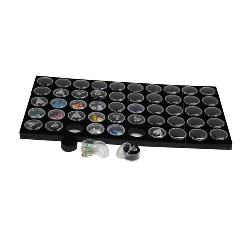 Black Foam with 50 Gem Jars - 14-1/8" x 7-5/8" fits in Large Jewellery Trays