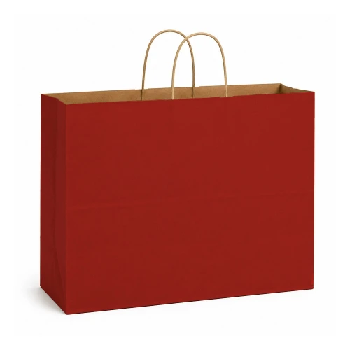 Fashion 16" x 6" x 12.75" Red on Kraft Paper Shopping Bags