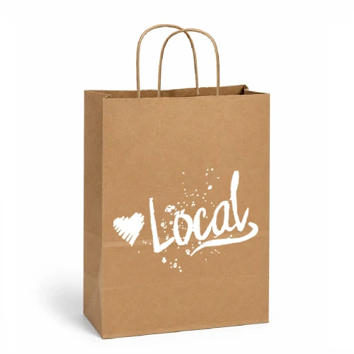 Love Local™ Kraft Paper Shopping Bags -Petite - 8"x4"x10"