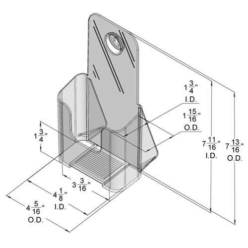 Single Countertop Brochure Holder 4-1/4" wide for 3 fold brochures