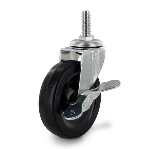 3" with 5/16" stem and brake Black Rubber Caster 3" with 5/16" stem and brake Black Rubber Caster