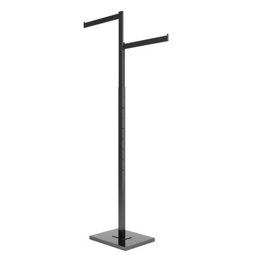 K90 - 2 Arm Matte Black Garment Rack - 2 straight arms K90 - 2 Arm Matte Black Garment Rack - 2 straight arms