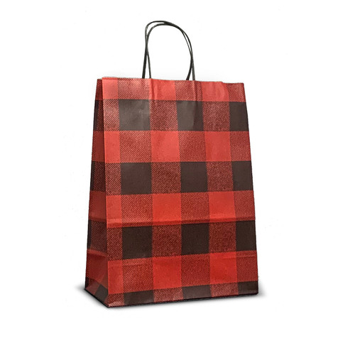 Vanity 10" x 5" x 13-1/2" Buffalo Plaid Paper Shopping Bags Vanity 10" x 5" x 13-1/2" Buffalo Plaid Paper Shopping Bags