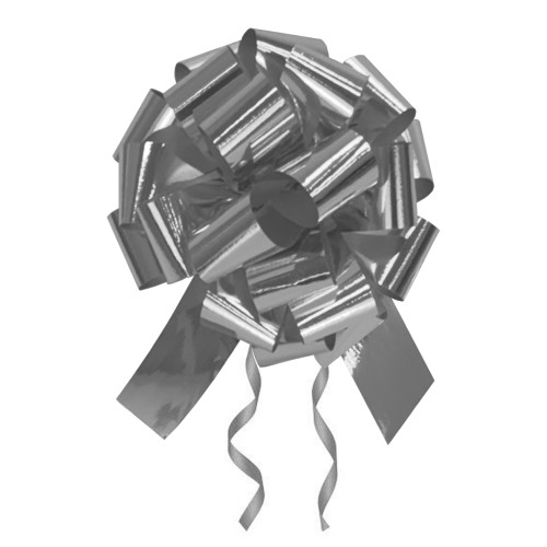 Metallic 5-1/2" 20 loop Mett Silver Pull Bows
