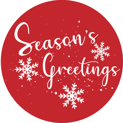 1-1/2" Red & White Season's Greetings Labels