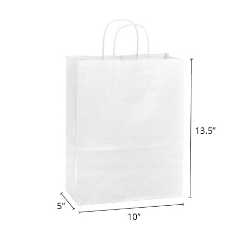 Vanity 10" x 5" x 13-1/2" 40% Recycled Matte White Paper Shopping Bags