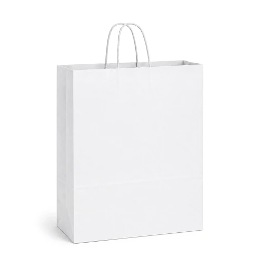 Saville 16" x 6" x 18-3/4" 40% Recycled Matte White Paper Shopping Bags