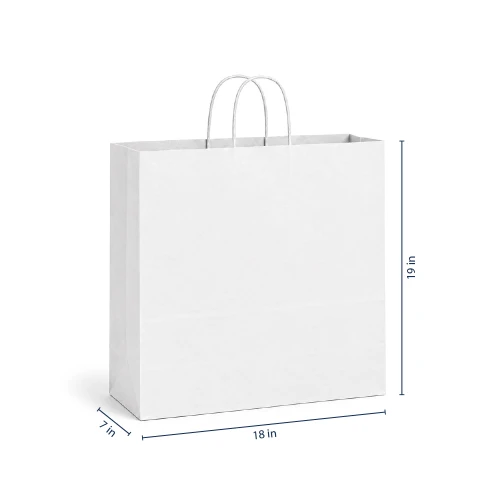 Universal 18" x 7" x 19" 40% Recycled Matte White Paper Shopping Bags